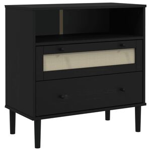vidaXL Credenza SENJA Aspetto Rattan Nero 80x40x80 cm Massello Pino