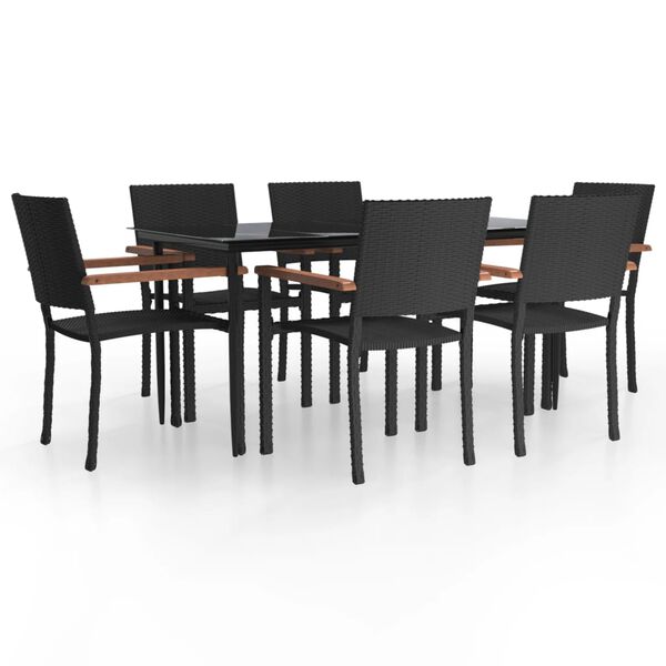 vidaXL Set da Pranzo da Giardino 7 pz Nero in Polyrattan