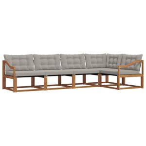 vidaXL Set di divani da esterno 5 pz 5-Posti Naturale e Grigio Chiaro