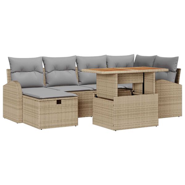 vidaXL Set Divano da Giardino 7 pcs Beige polyrattan