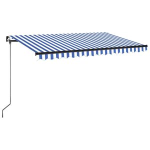 vidaXL Tendone manuale 4 x 3,5 m Strisce Blu e Bianche 100% Poliestere