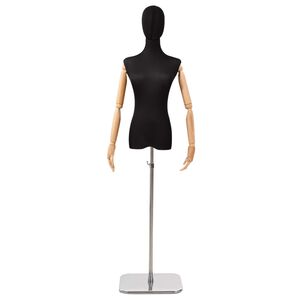 vidaXL Manichino Regolabile 165-213 cm con Base Femmina PP Nero