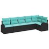vidaXL Set Divano da Giardino 6 pcs Nero e Turchese polyrattan