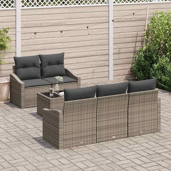 vidaXL Set di divani con cuscino con cuscino 6 pcs Grigio polyrattan