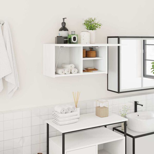 vidaXL Mobile da Bagno a Parete Bianco 60x25x30cm in Legno Multistrato