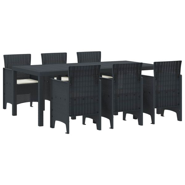 vidaXL Set da Pranzo per Giardino 7 pcs Antracite Rattan Polt