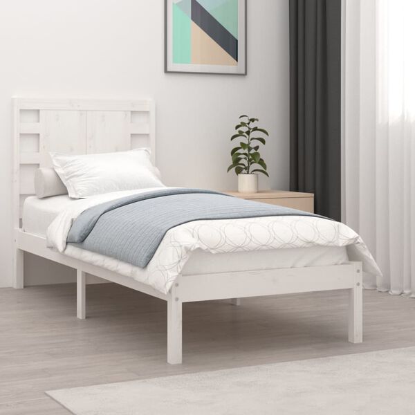 vidaXL Giroletto Bianco in Legno Massello 75x190 cm Small Single