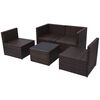 vidaXL Set Divani da Giardino 5 pz con Cuscini in Polyrattan Marrone