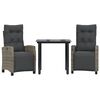vidaXL Set da Pranzo da Giardino 3 pz con Cuscini in Polyrattan Grigio