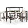 vidaXL Set da Bar da Giardino 9 pz con Cuscini in Polyrattan Marrone