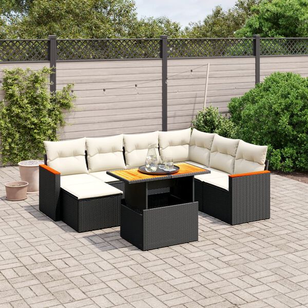 vidaXL Set Divani da Giardino con Cuscini 8 pz Nero in Polyrattan