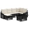 vidaXL Set Divano da Giardino 7 pz Nero e Bianco Crema polyrattan