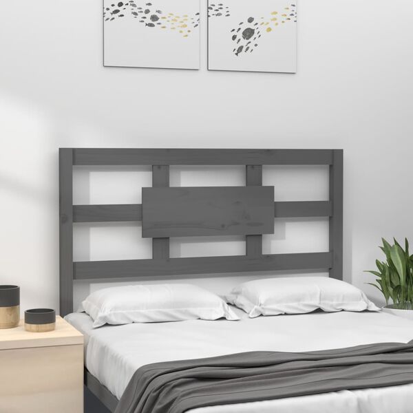 vidaXL Testiera per Letto Grigia 105,5x4x100 cm Legno Massello di Pino