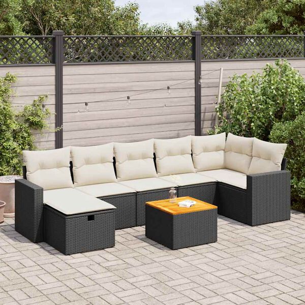 vidaXL Set Divani da Giardino con Cuscini 8 pz Nero in Polyrattan