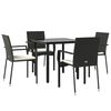 vidaXL Set da Pranzo da Giardino 5 pz Nero con Cuscini in Polyrattan