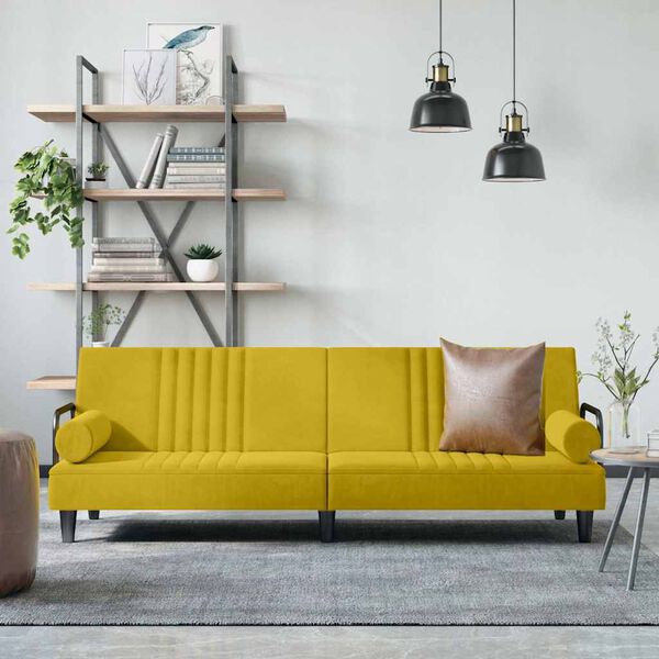 vidaXL Divano Letto con Braccioli Giallo in Velluto