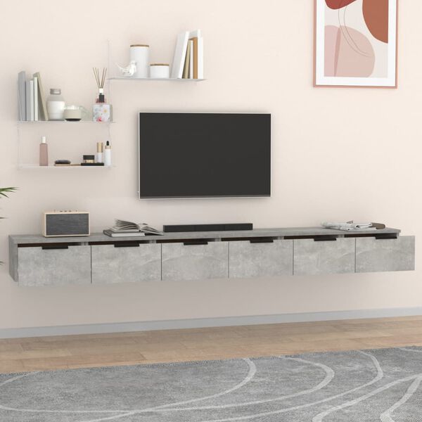 vidaXL Mobili a Muro 2 pz Grigio Cemento 102x30x20cm Legno Multistrato