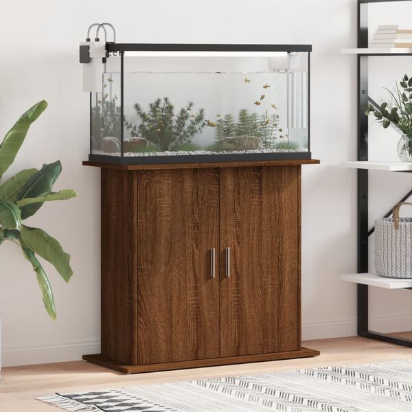 vidaXL Supporto Acquario 81x36x73 cm Legno Multistrato Rovere Marrone