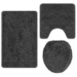 vidaXL Set di tappetini antiscivolo per il bagno 3 pz Grigio scuro PP