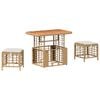 vidaXL Set da Pranzo per Giardino con cuscino 3 pcs Naturale e Bianco