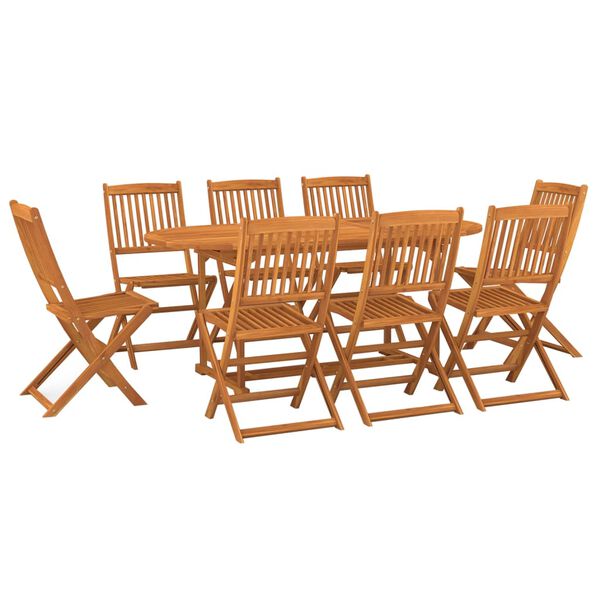 vidaXL Set da Pranzo da Giardino 9pz 180x90x75cm Legno Massello Acacia