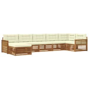 vidaXL Set di divani da esterno con cuscino 7 pcs Naturale e Crema
