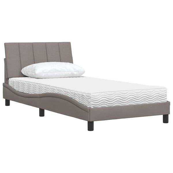 vidaXL Letto con Materasso Hanko Tortora 100x200 cm in Tessuto