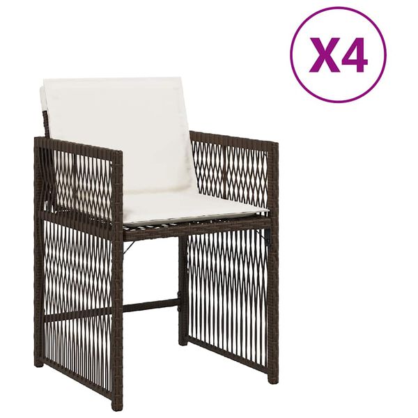 vidaXL Sedie da Giardino con Cuscini 4 pz Marroni in Polyrattan