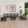 vidaXL Set Divani da Giardino 9 pz Nero in Legno Massello di Pino