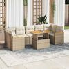 vidaXL Set Divano da Giardino 8 pz con Cuscini Beige Polyrattan Acacia
