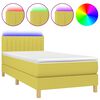 vidaXL Letto a Molle con Materasso e LED Verde 90x190 cm in Tessuto