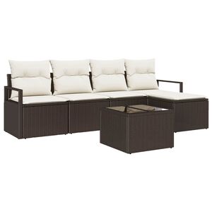 vidaXL Set di divani 6 pz Marrone e Crema polyrattan
