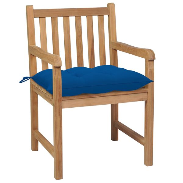 vidaXL Sedie da Giardino 8 pz con Cuscini Blu in Massello di Teak