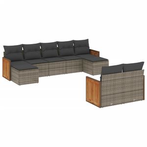 vidaXL Set Divano da Giardino 9 pz con Cuscini Grigio in Polyrattan