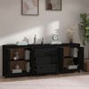 vidaXL Credenza Nera 210x35x80 cm in Legno Massello di Pino