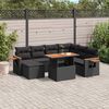 vidaXL Set Divani da Giardino con Cuscini 8 pz Nero in Polyrattan