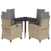 vidaXL Set Pranzo da Giardino 5 pz con Cuscini Beige Misto Polyrattan