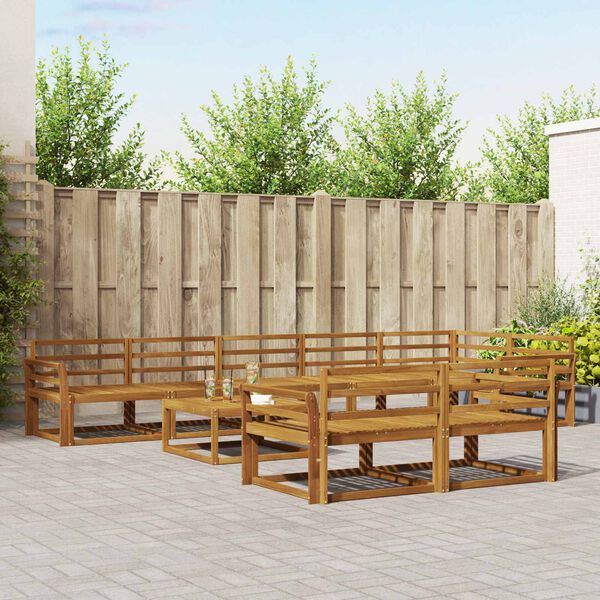 vidaXL Set di divani da esterno 9 pcs Naturale