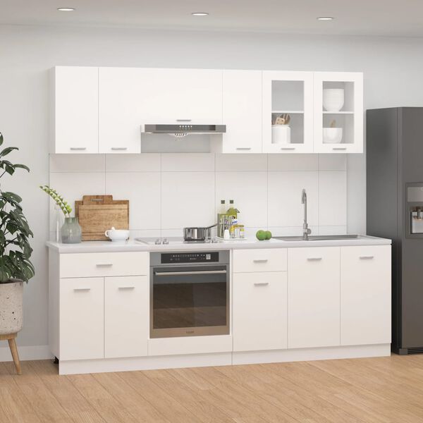 vidaXL Set Armadi da Cucina 8 pz Lyon Bianco in Legno Multistrato