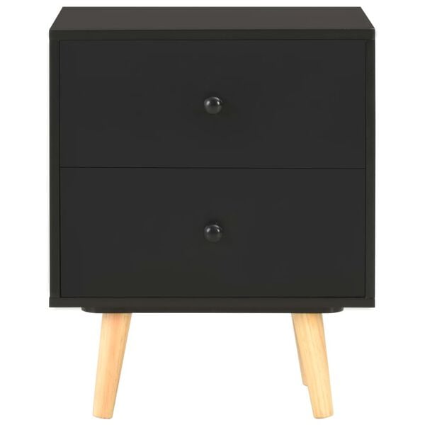 vidaXL Comodini 2 pz Neri 40x30x50 cm Legno Massello di Pino