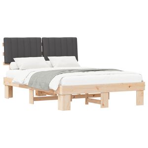 vidaXL Letto con Testiera Rivestita Grigio scuro 135 x 190 cm