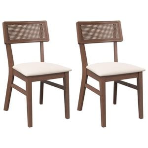 vidaXL Sedie da Pranzo con Cuscini 2pz Marrone Legno Massello di Hevea