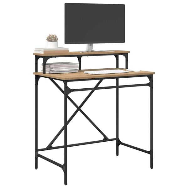 vidaXL Scrivania Rovere artigianale 80 x 50 x 90 cm Legno multistrato