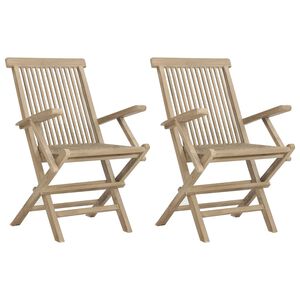 vidaXL Sedie Giardino Pieghevoli 2pz Grigie 56x61x89 cm Massello Teak