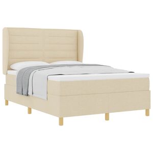 vidaXL Letto a molle con materasso Crema 190 x 140 cm Tessuto