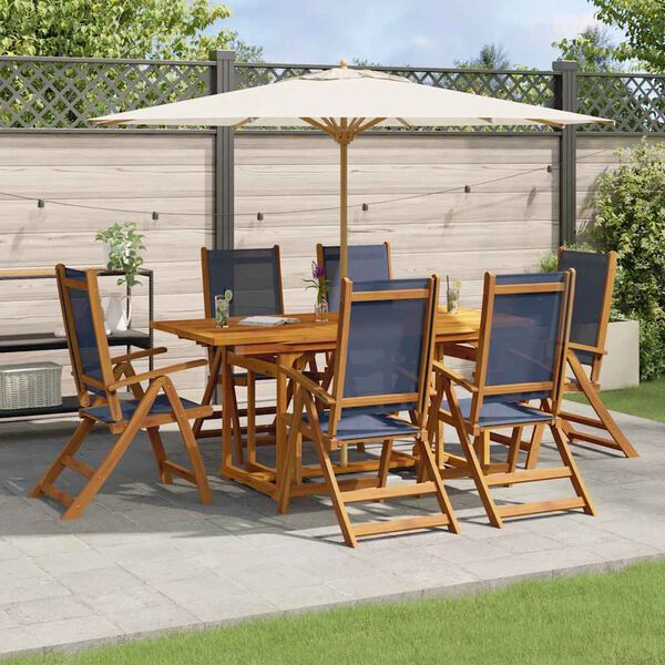 vidaXL Set Pranzo da Giardino 7pz Legno Massello di Acacia e Textilene