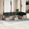 vidaXL Set Divano da Giardino 9pz con Cuscini Grigio Chiaro Polyrattan