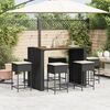 vidaXL Set Bar da Giardino 7 pz con Cuscini in Polyrattan Nero
