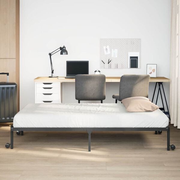 vidaXL Giroletto senza Materasso Pieghevole Nero 80x200 cm in Acciaio