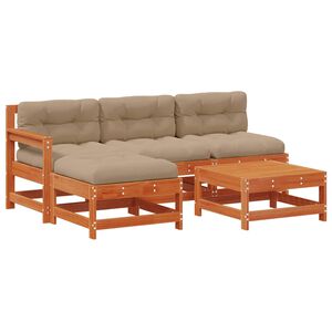 vidaXL Set Lounge da Giardino 5 pz 4-Posti Pino Marrone Cerato
